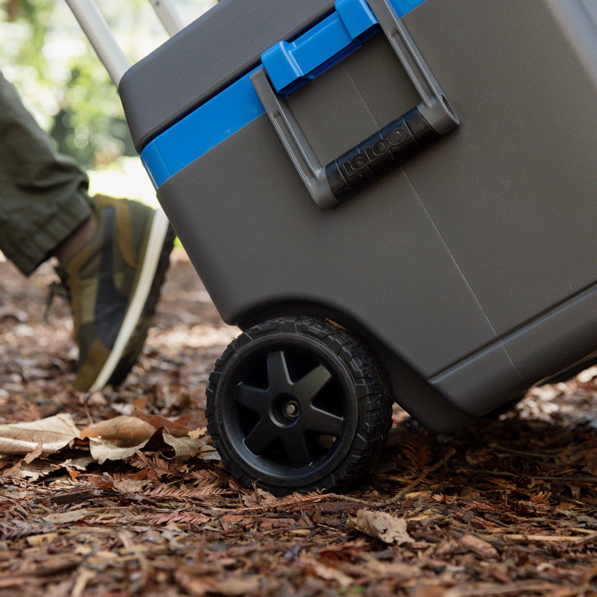 52 QT Overland Ice Chest Cooler with Wheels, Gray and Blue