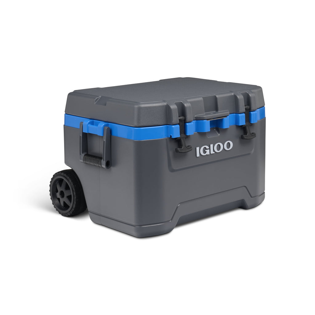 52 QT Overland Ice Chest Cooler with Wheels, Gray and Blue
