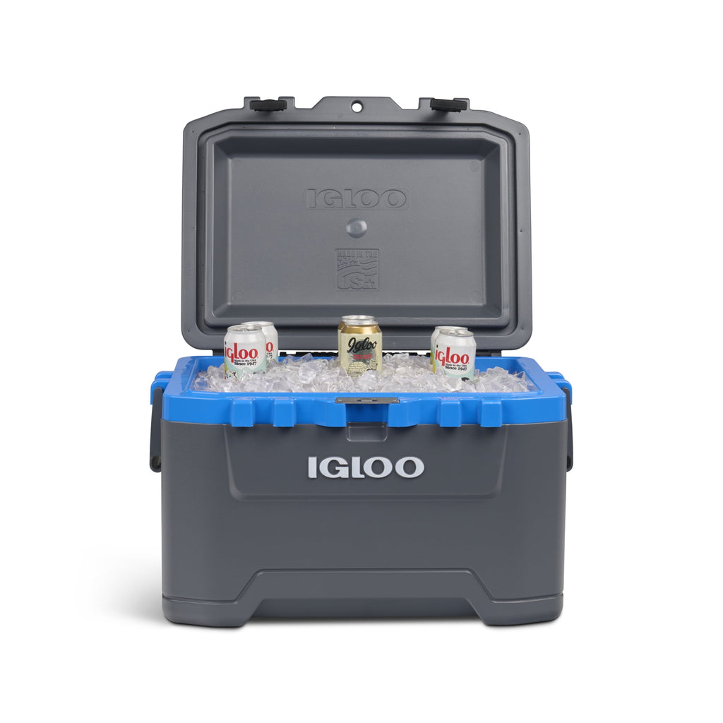 52 QT Overland Ice Chest Cooler with Wheels, Gray and Blue