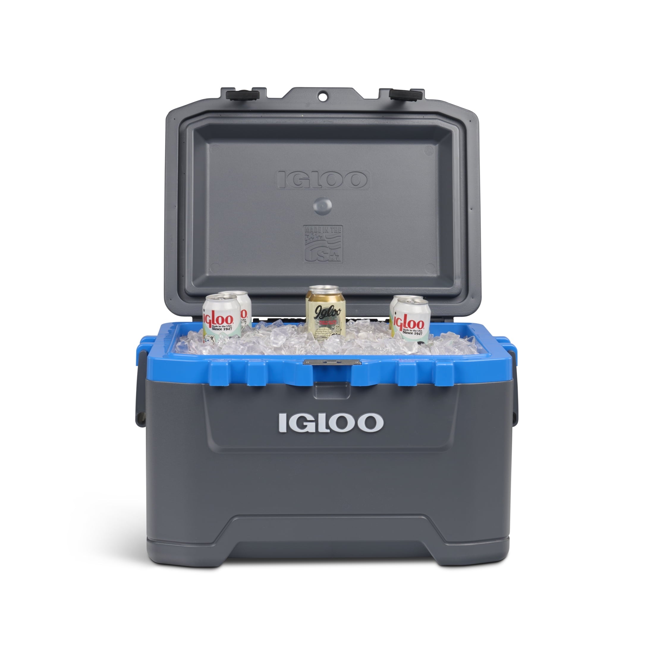 52 QT Overland Ice Chest Cooler with Wheels, Gray and Blue