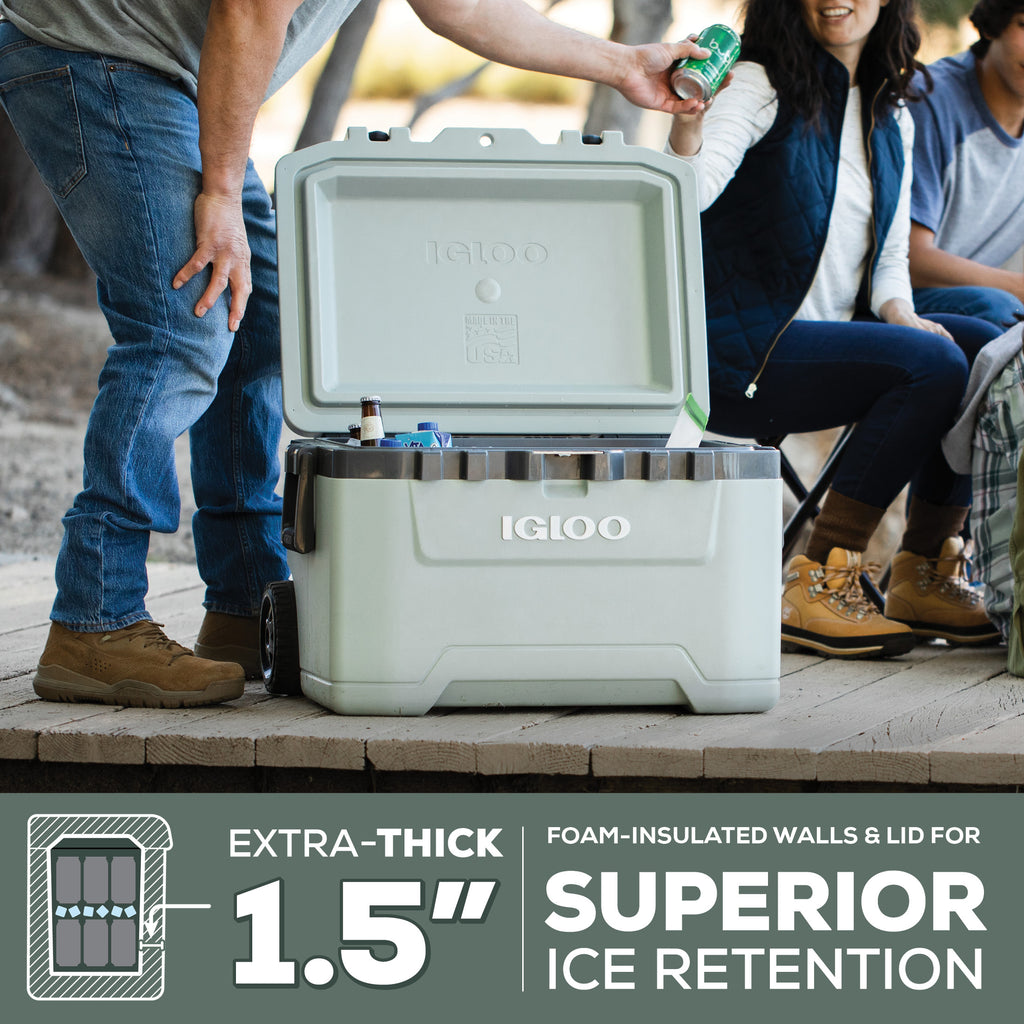52 QT Overland Ice Chest Cooler with Wheels, Gray and Blue