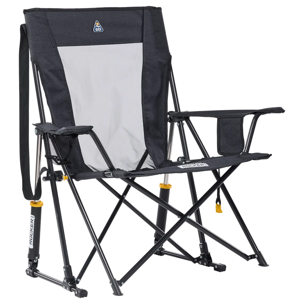 Front right view of the Heathered Charcoal Comfort Pro Rocker XL. 