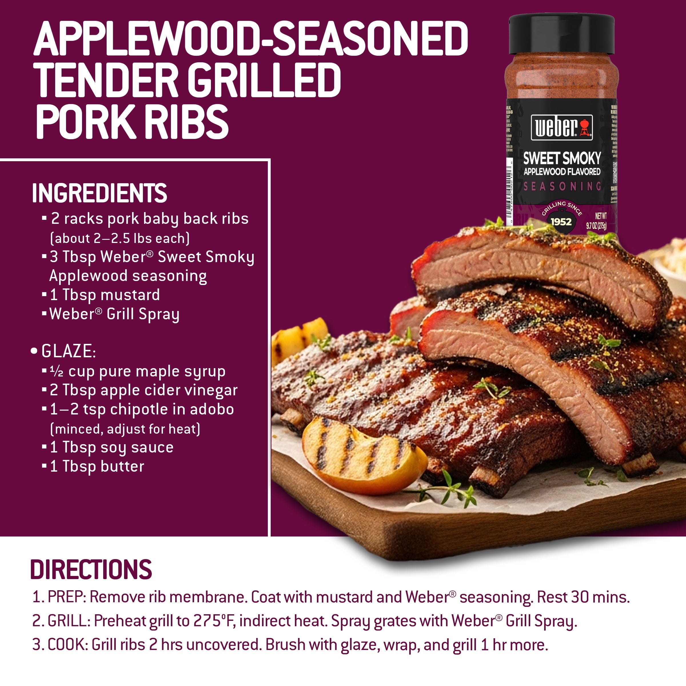 Sweet Smoky Applewood Flavored Seasoning, Applewood Seasoning Blend, 9.7 oz Bottle