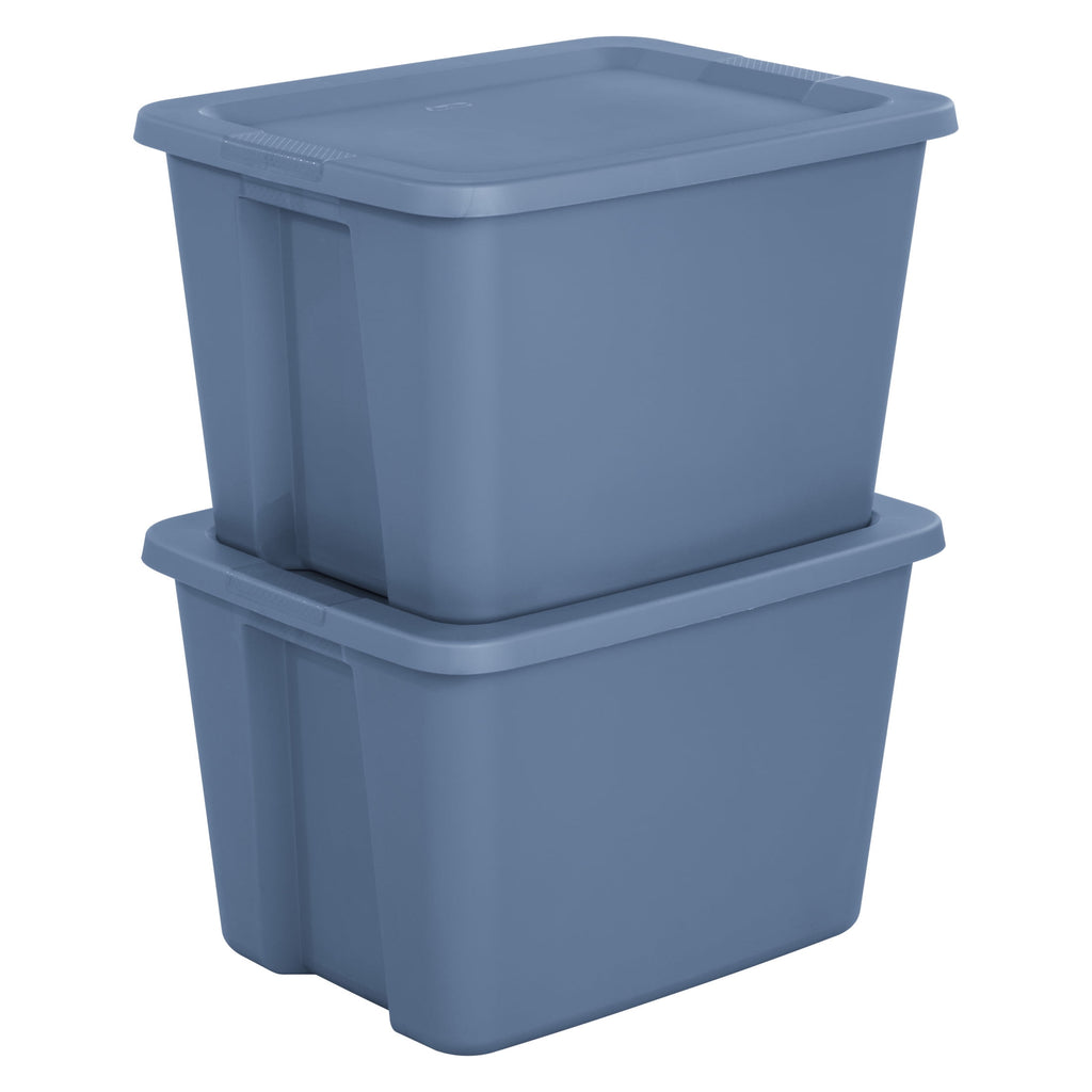 Large Storage Bin, 18 Gallon Plastic Storage Container with Snap-On Lid, Blue