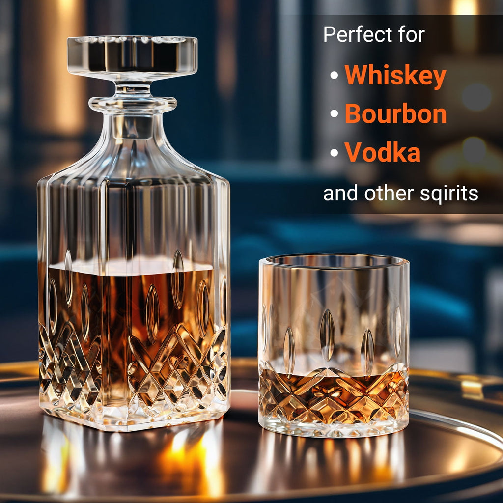 Whiskey Decanter Set with Glasses and Whiskey Stones, Whiskey Decanter Sets for Men, Valentine's Day Gift, Anniversary Birthday Gifts for Father Mother Husband