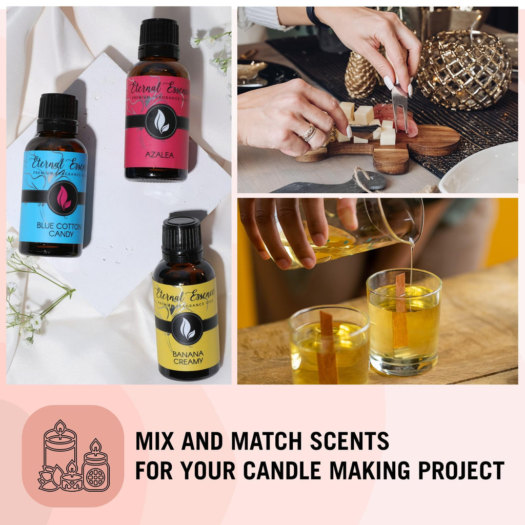 6 piece Eternal Essence Step Into Fall Gift Set Premium Fragrance Oils Almond Coconut Milk, Fire Amber, Sexy Cinnamon Clove, Reindeer Retreat, Warmth of The Holidays, Tobacco Vanilla