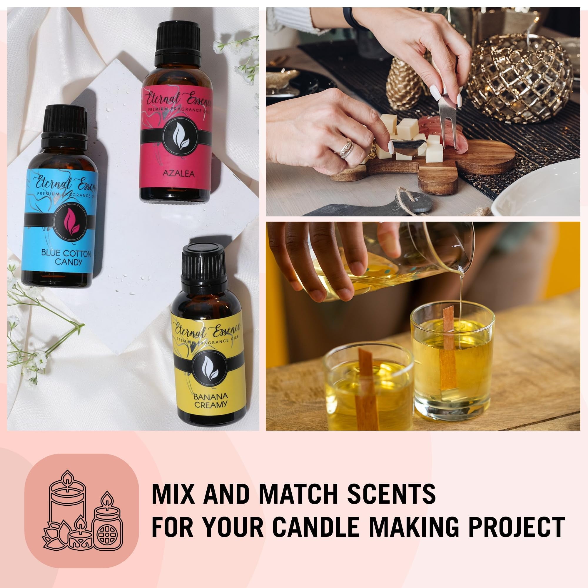 6 piece Eternal Essence Step Into Fall Gift Set Premium Fragrance Oils Almond Coconut Milk, Fire Amber, Sexy Cinnamon Clove, Reindeer Retreat, Warmth of The Holidays, Tobacco Vanilla