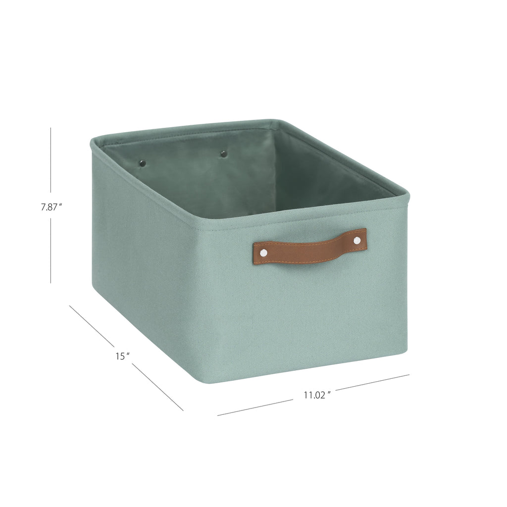 Natural Canvas Fabric Decorative Storage Basket with Handles, 15 in x 8 in x 11 in