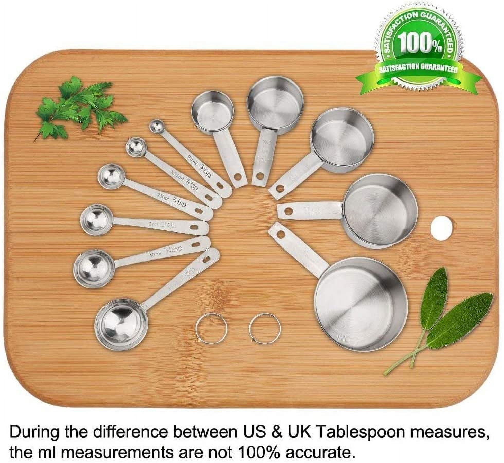 Square 13-Piece Stainless Steel Measuring Cups and Spoons Set, 5 Stainless Steel Measuring Cups,6 Stainless Steel Measuring Spoons &amp;1 Measuring Stick Leveler &amp;1 Mini Egg Whisk, kitchen tools for Cook