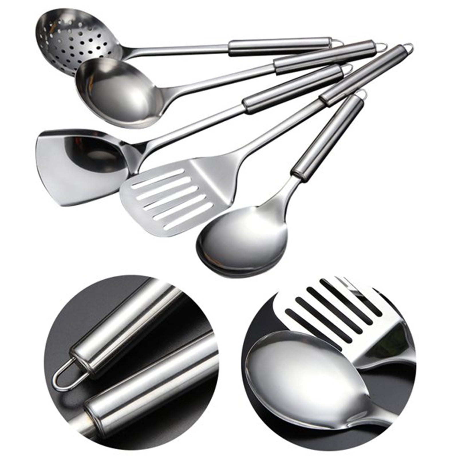 Hgehaz Silverware Set 5Pcs/Set Stainless Steel Kitchen Cooking Tools Utensil Set Spatula Spoon Scoop