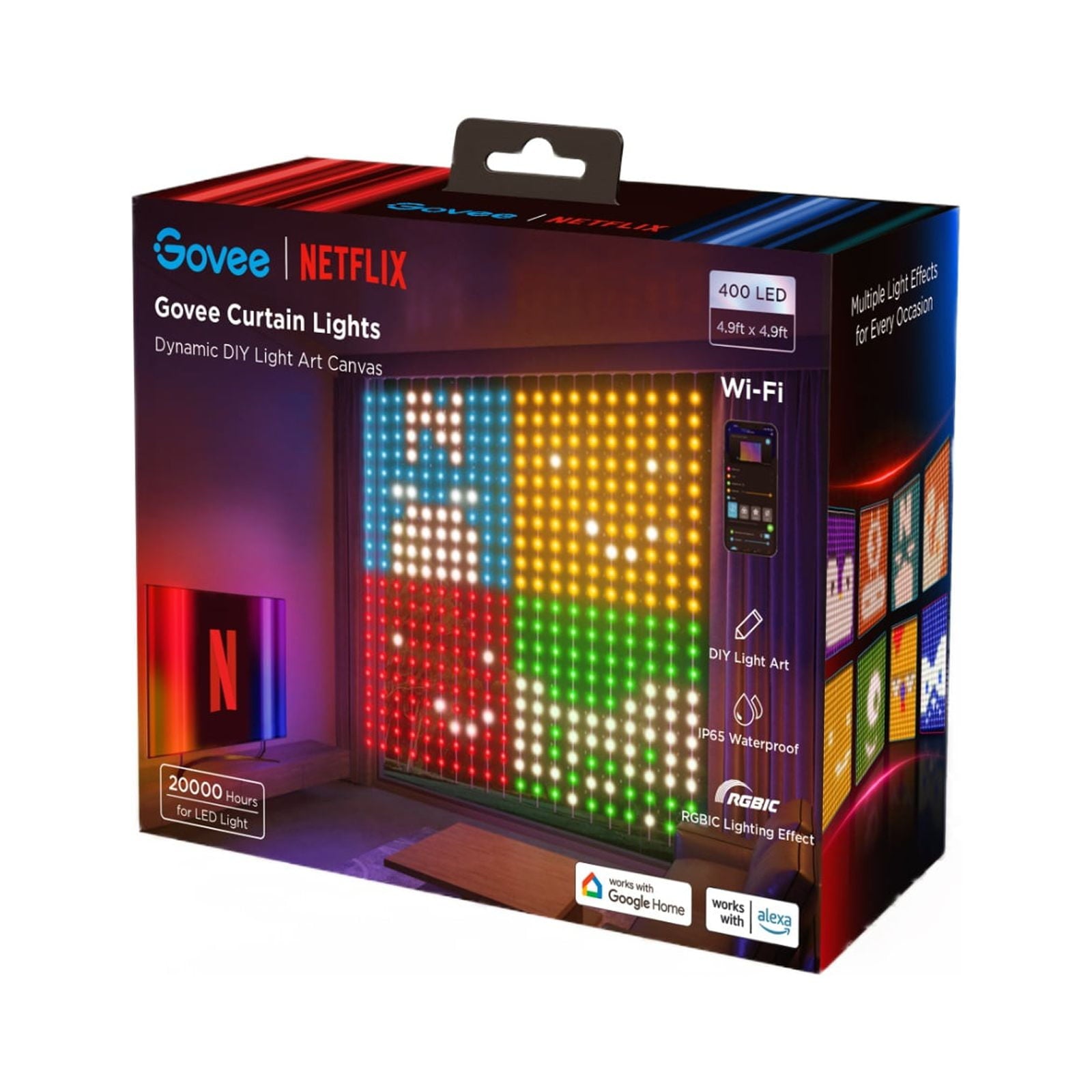 Netflix Indoor 4.92x4.92ft DIY Mode RGBIC LED Curtain Lights