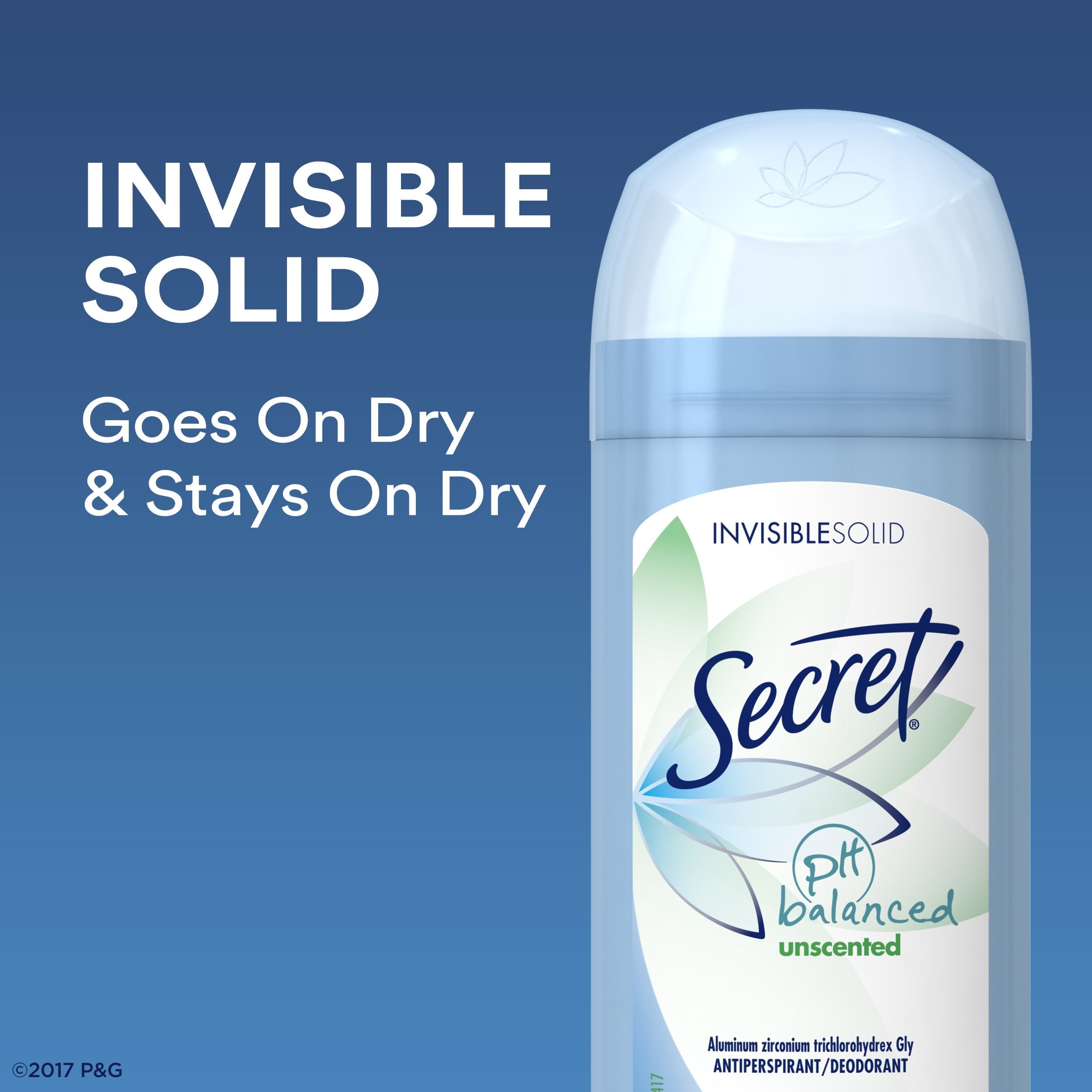 Invisible Solid Antiperspirant Deodorant, Unscented - 2.6 oz - 2 Packs