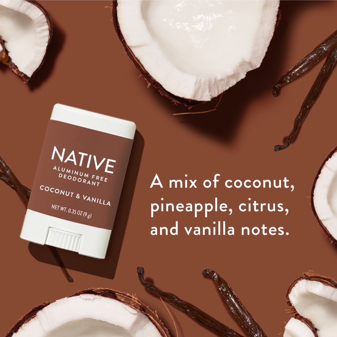 Deodorant, Aluminum Free, Coconut &amp; Vanilla, for Women and Men, Travel Size 0.35 oz