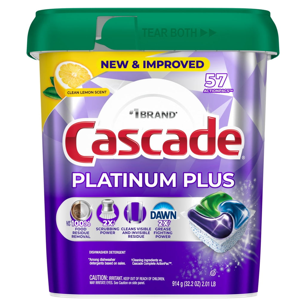 Platinum Plus Dishwasher Pods, Lemon, 57 Count