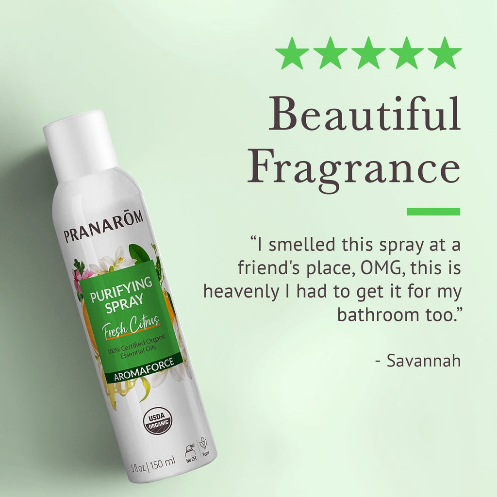 Aromaforce Air Purifying Spray With Organic Essential Oils, Deodorizers For Home, Essential Oil Infused With Plant Essences, Fresh Citrus Scent, Certified Organic, 150ml