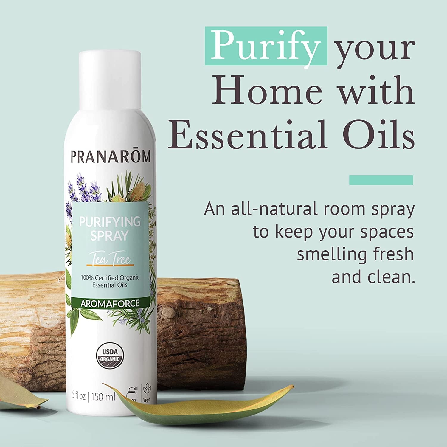 Aromaforce Air Purifying Spray With Organic Essential Oils, Deodorizers For Home, Essential Oil Infused With Plant Essences, Fresh Citrus Scent, Certified Organic, 150ml
