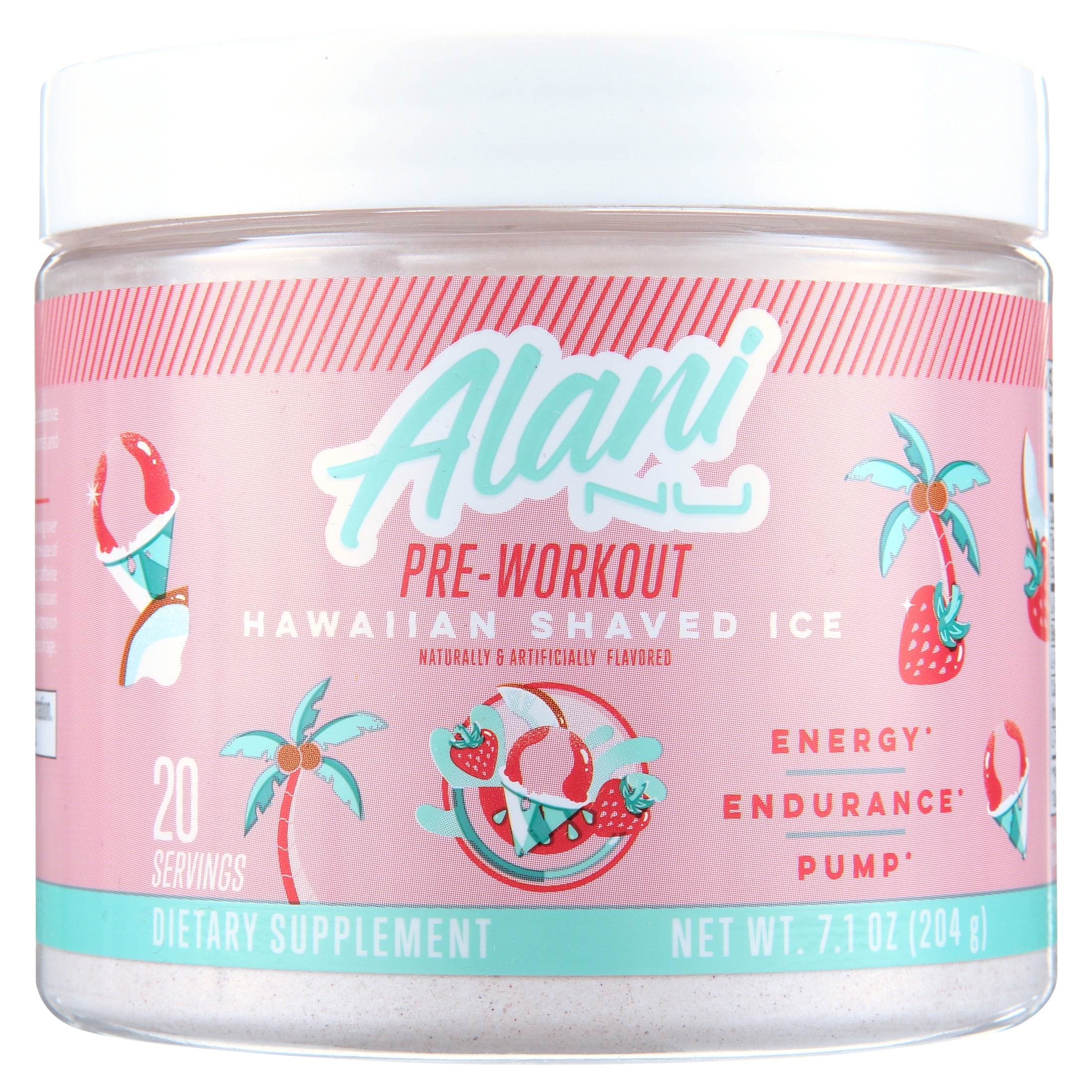 Pre-workout Powder, Hawaiian Shaved Ice, 20 Servings, 200mg Caffeine