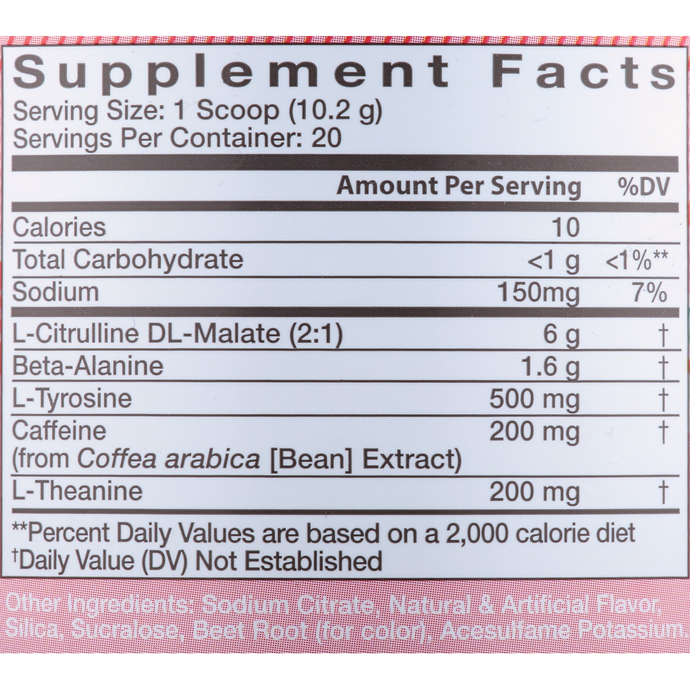 Pre-workout Powder, Hawaiian Shaved Ice, 20 Servings, 200mg Caffeine