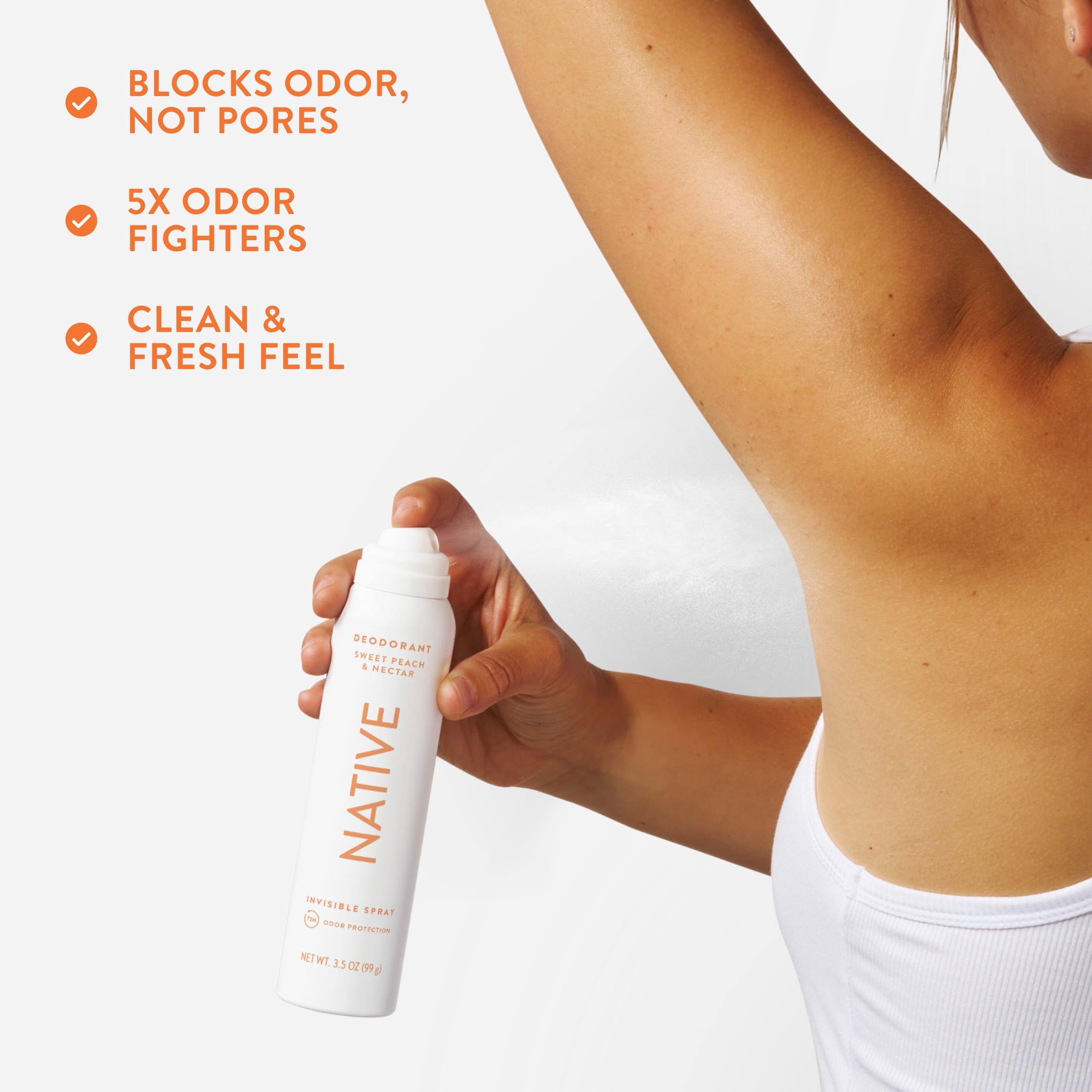 Aluminum Free Deodorant Spray For Women, 72 Hour Deodorant Spray, Sweet Peach &amp; Nectar, 3.5oz