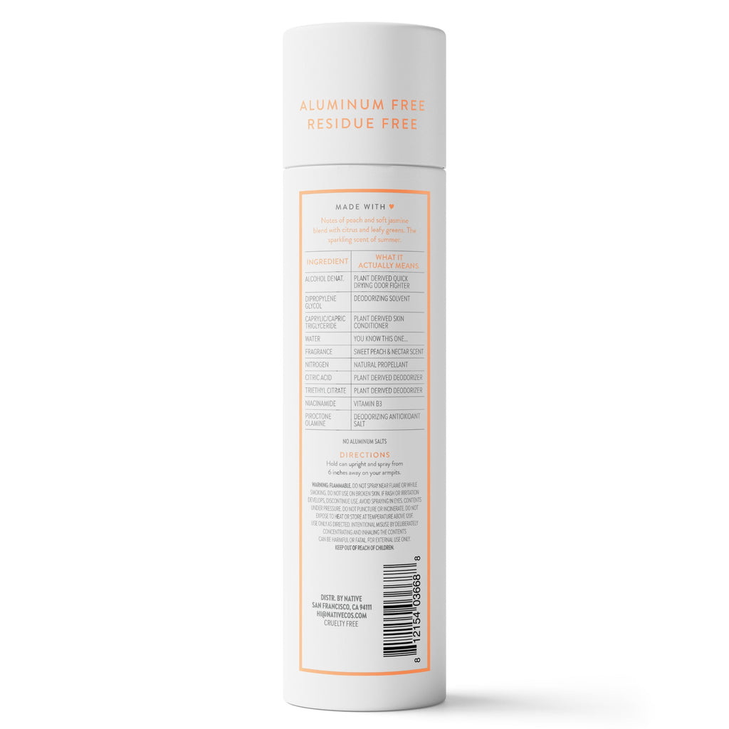 Aluminum Free Deodorant Spray For Women, 72 Hour Deodorant Spray, Sweet Peach &amp; Nectar, 3.5oz