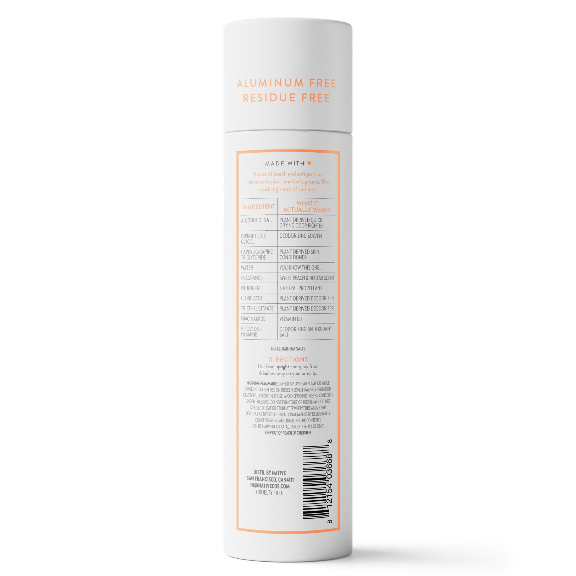 Aluminum Free Deodorant Spray For Women, 72 Hour Deodorant Spray, Sweet Peach &amp; Nectar, 3.5oz