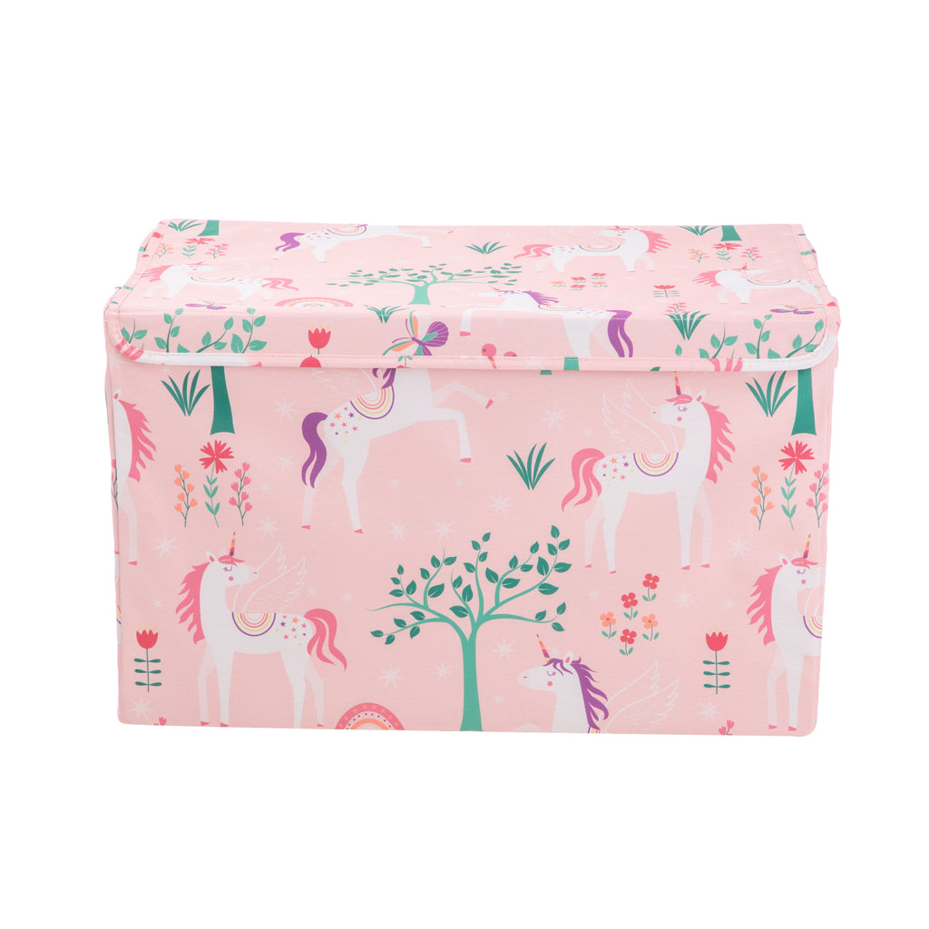 Kids Butterfly Pattern Collapsible Toy Storage Trunk, 24 in x 14.8 in x 15 in