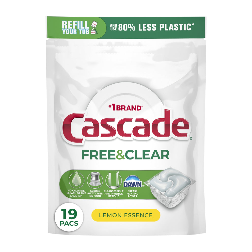 Free &amp; Clear Dishwasher Pods, Dishwasher Detergent Packs, Detergent Tabs, Lemon, 19 Count