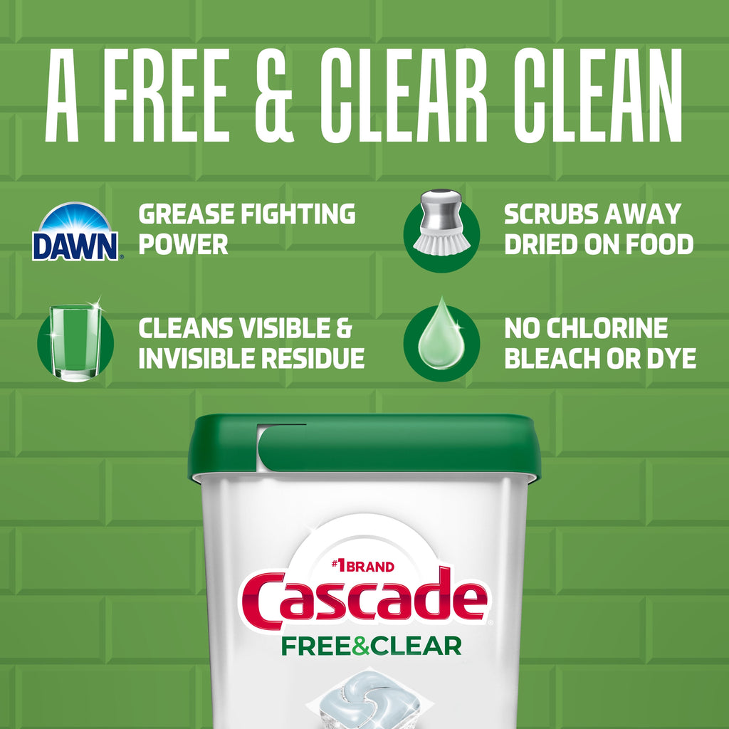 Free &amp; Clear Dishwasher Pods, Dishwasher Detergent Packs, Detergent Tabs, Lemon, 19 Count