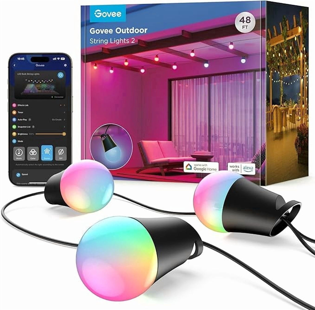 Smart Outdoor String Lights, 48ft, Corded Electric
