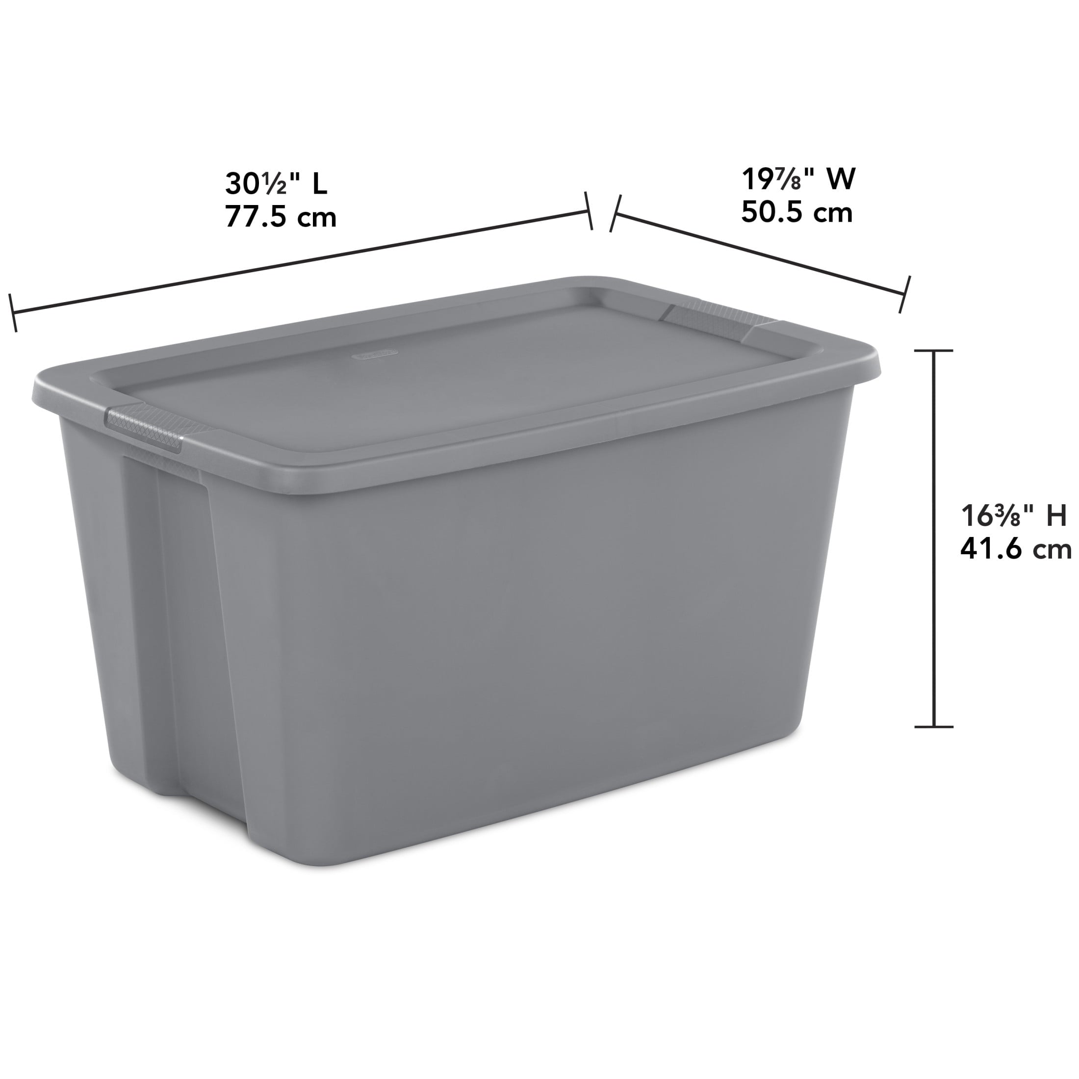 30 Gallon Extra-Large Storage Bin, Plastic Storage Container with Snap-On Lid, Gray