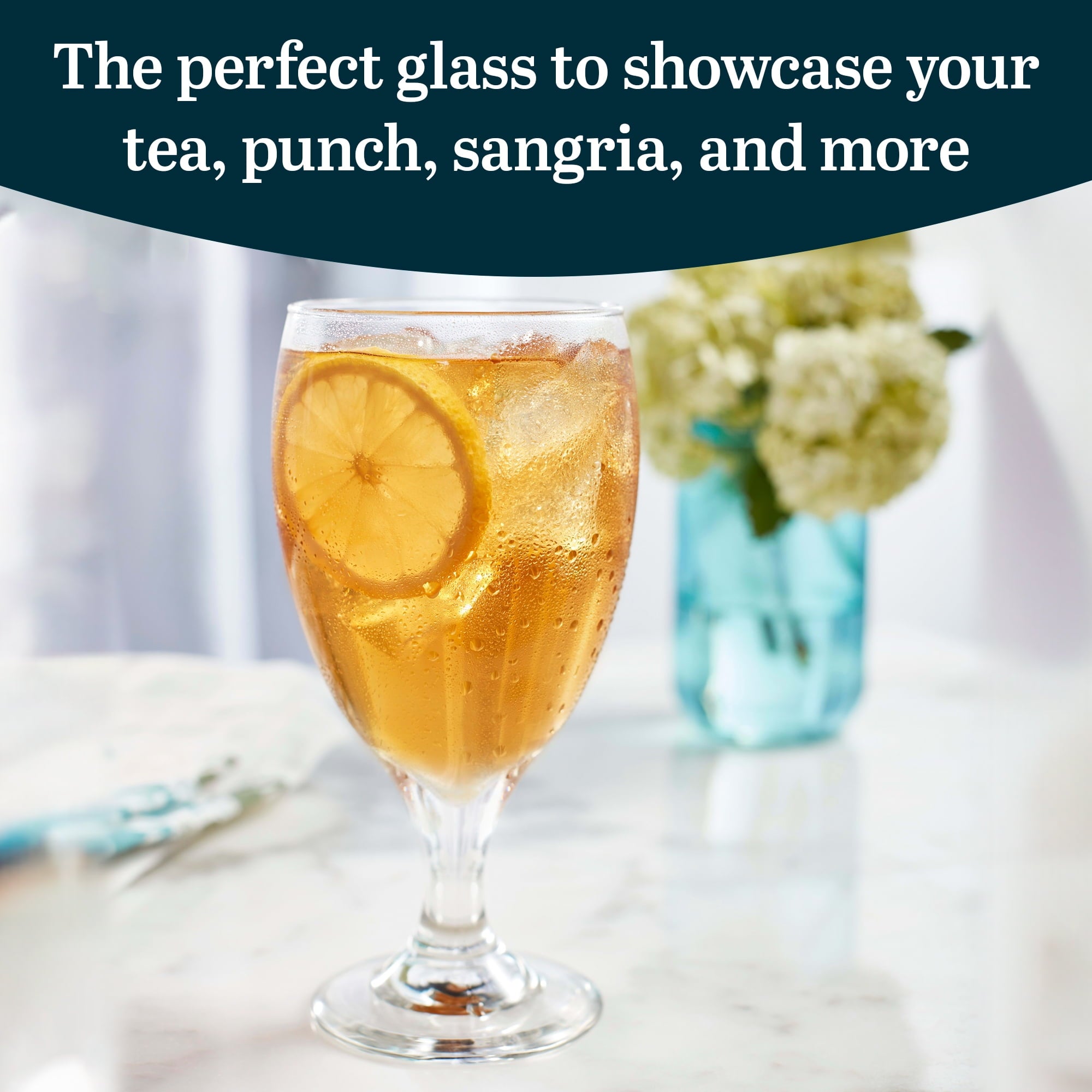 Classic Goblet Party Clear Glass Set of 12, Drinking Goblets for Iced Tea, Sangria, and More, Ideal Goblet Glassware for Parties