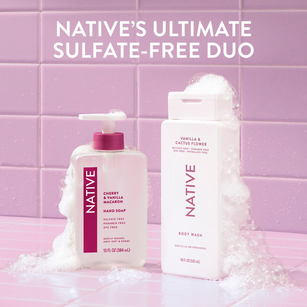 Body Wash, Vanilla &amp; Cactus Flower, Sulfate Free, Naturally Derived Ingredients, 24hr Freshness, for Women &amp; Men, 18 fl oz