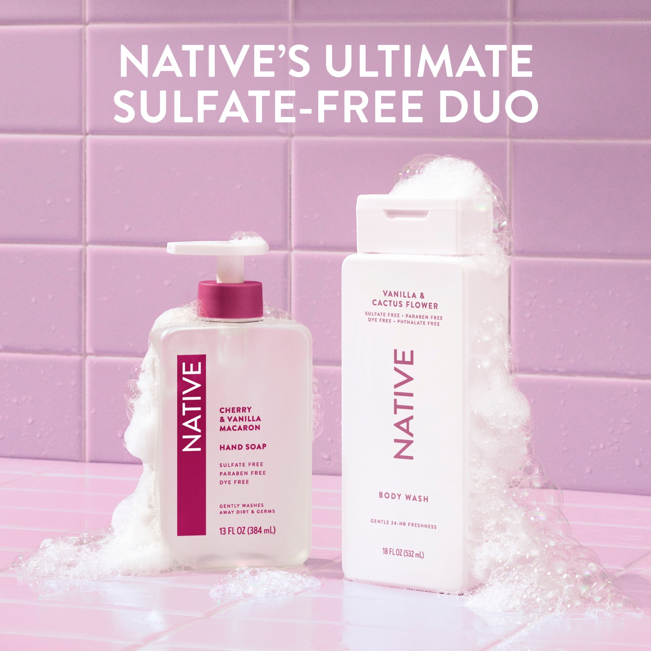 Body Wash, Vanilla &amp; Cactus Flower, Sulfate Free, Naturally Derived Ingredients, 24hr Freshness, for Women &amp; Men, 18 fl oz