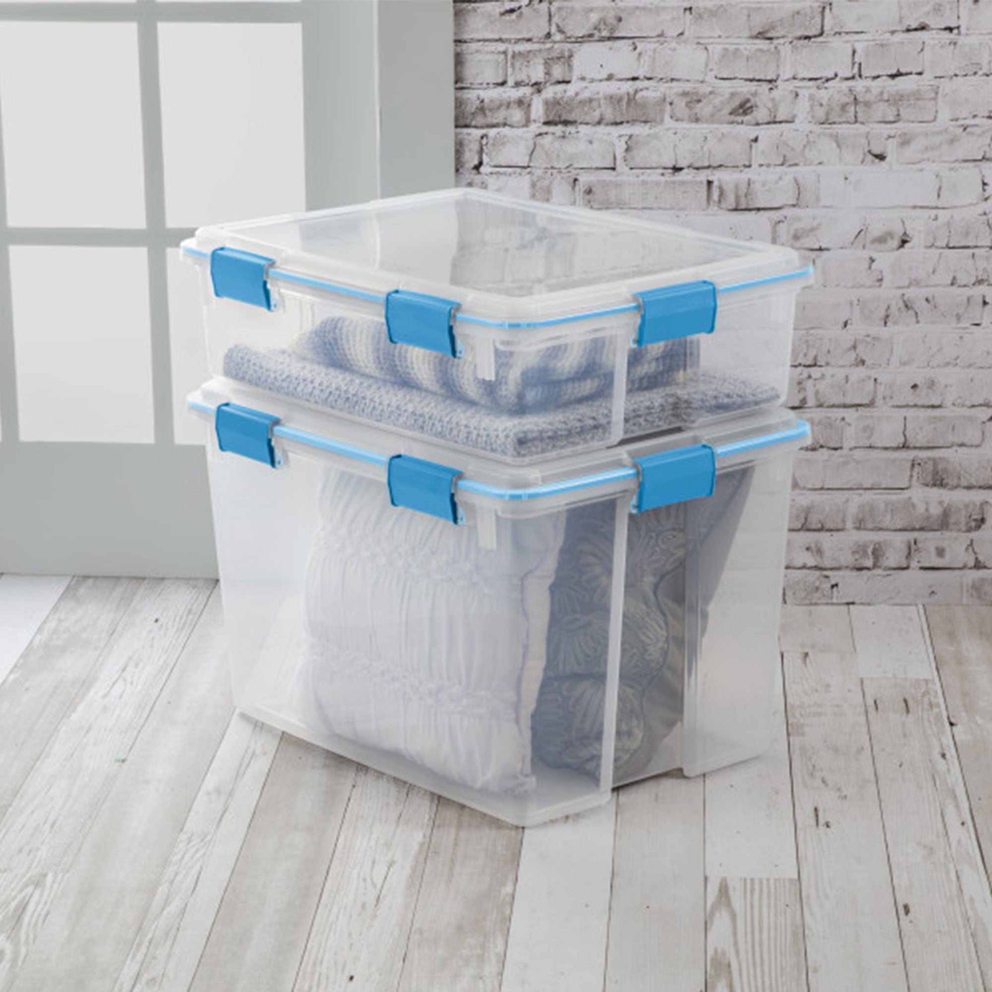 7.5 Quart Clear Plastic Storage Box with Latching Lids, (6 Pack)