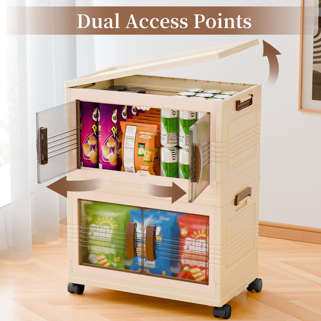 Plastic Storage Bins with Lids, 4 Tier 124QT Storage Containers with Wheels, Folding Closet Organizers for Living Room, Office, Dorm