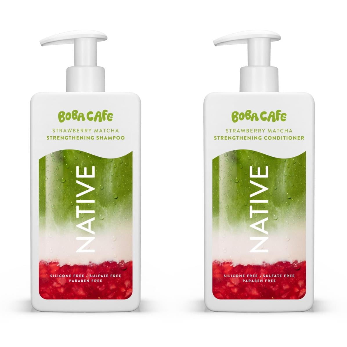 Limited Edition Strawberry Matcha Boba Shampoo and Conditioner Regimen