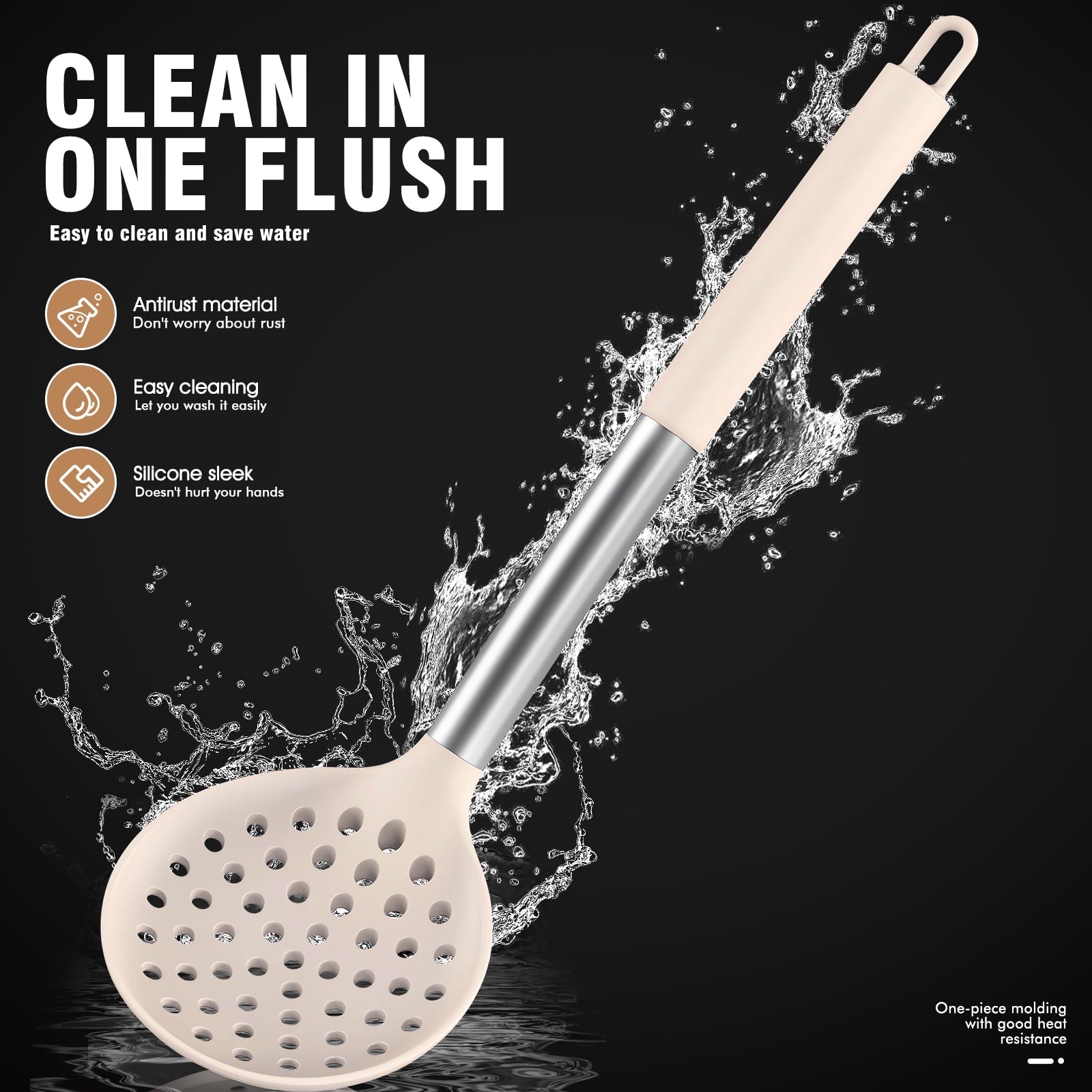 Silicone Cooking Utensils Set - Silicone Kitchen Utensils for Cooking, Kitchen Utensil Spatula Set,BPA FREE Kitchen Gadgets Tools for Non-Stick Cookware (Khaki)