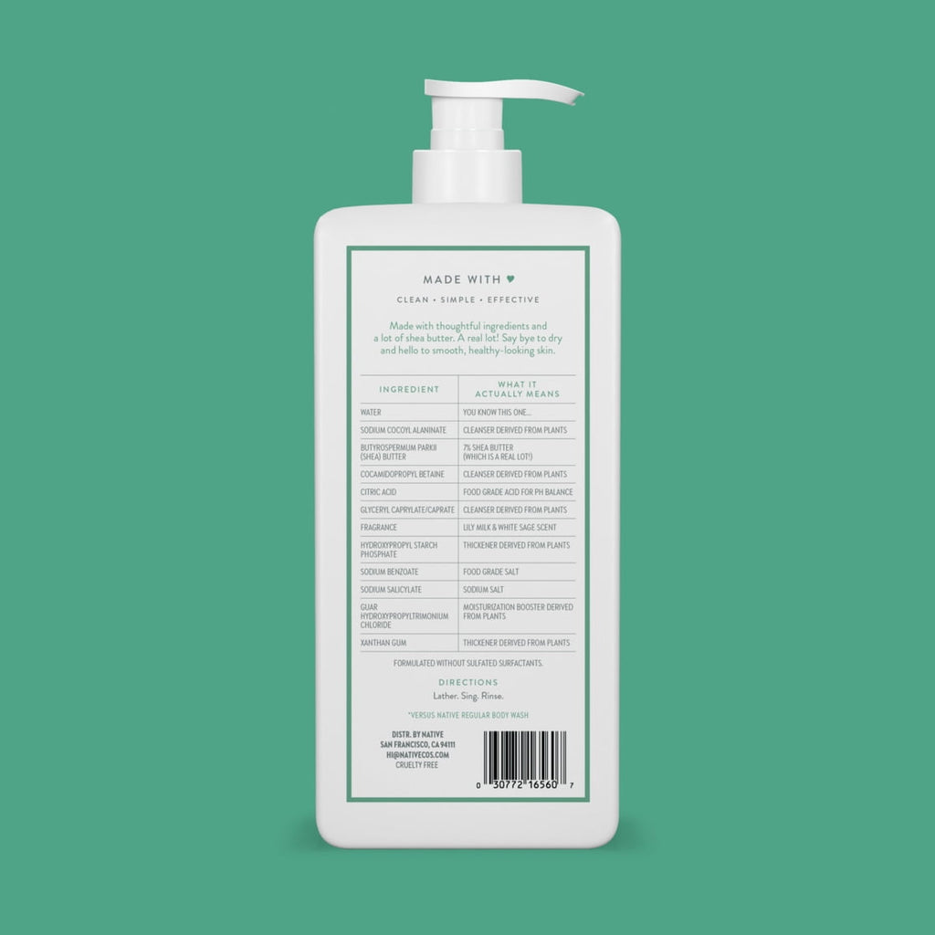 Lily Milk &amp; White Sage Moisturizing Body Wash 18oz