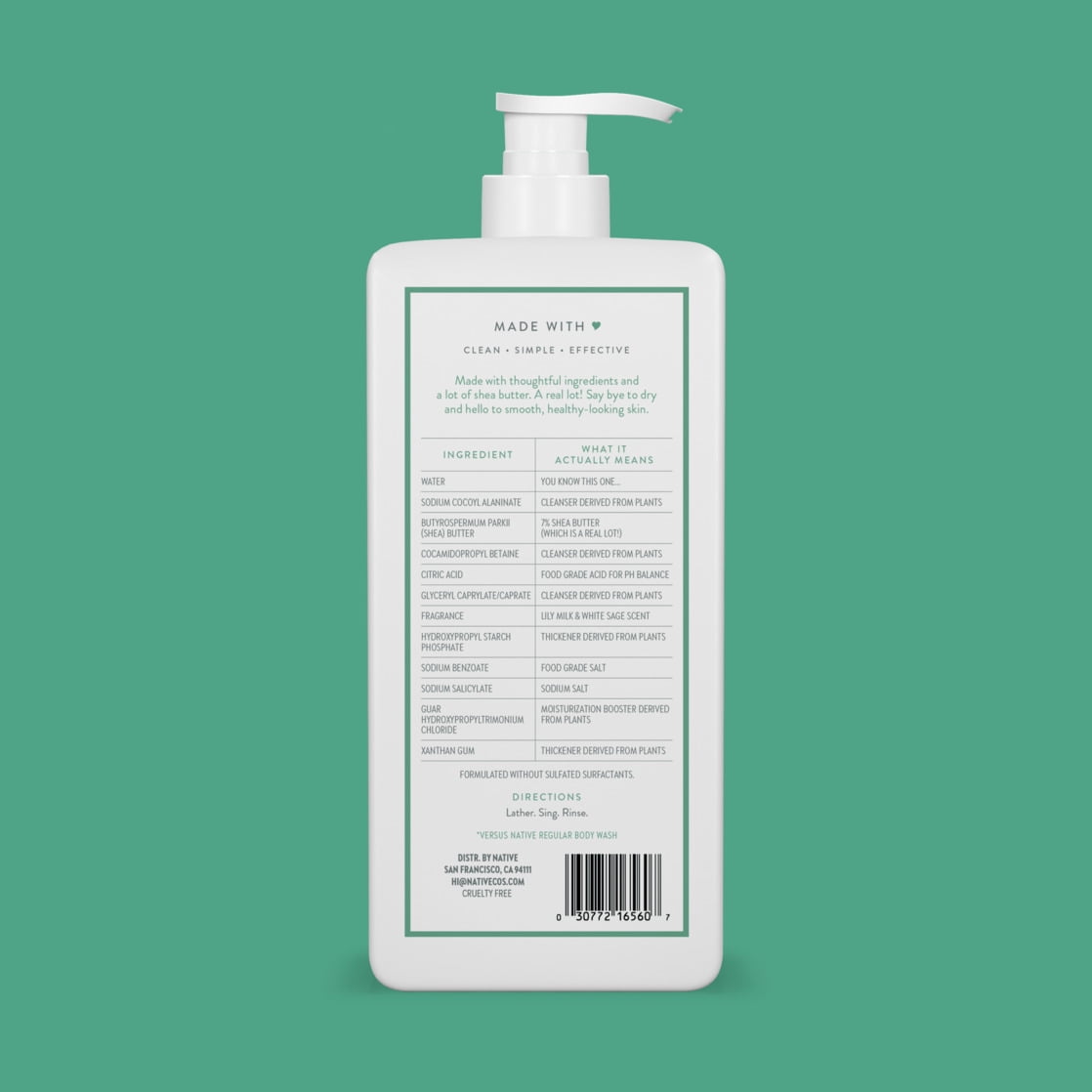 Lily Milk &amp; White Sage Moisturizing Body Wash 18oz