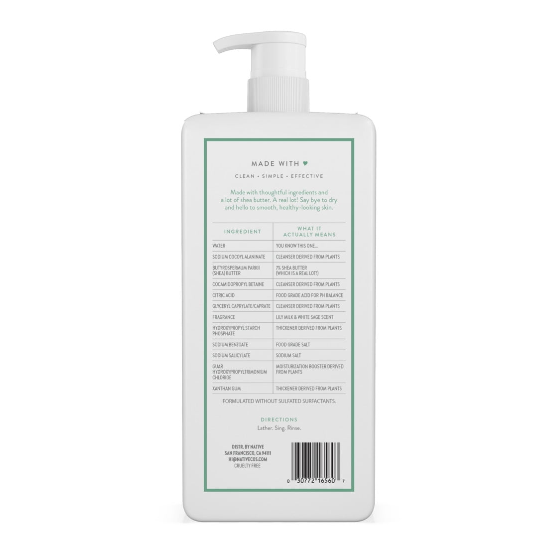 Lily Milk &amp; White Sage Moisturizing Body Wash 18oz