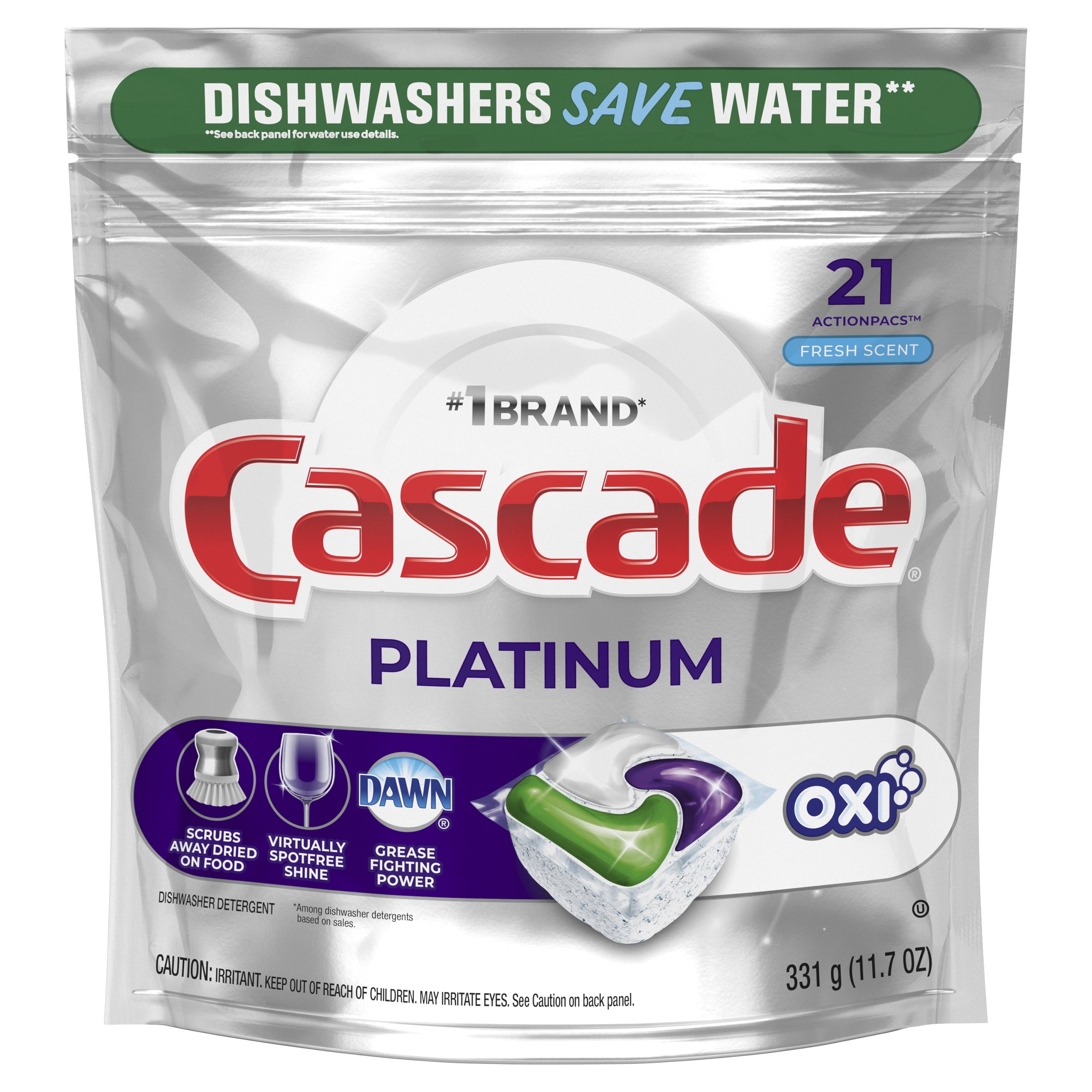 Pacs Dishwasher Detergents, Fresh Scent, 11.7 Ounce, 21 Count