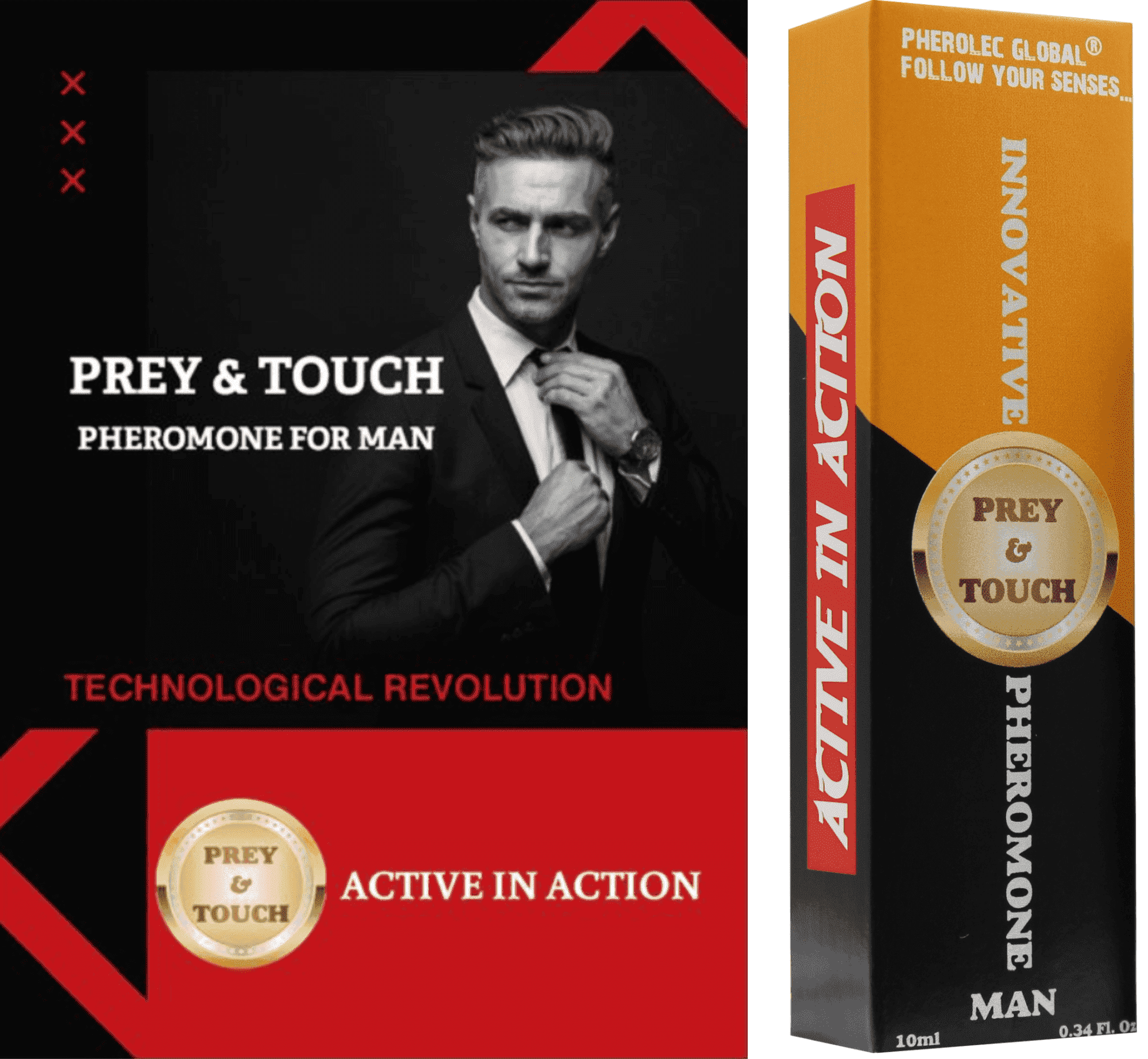 Prey&amp;Touch by Male Pheromone Perfume Oil Long-Lasting Mens Pheromone Cologne to Attract Women Essential Fragrance Essence Extra Strong 0.34 fl. oz Roll-On