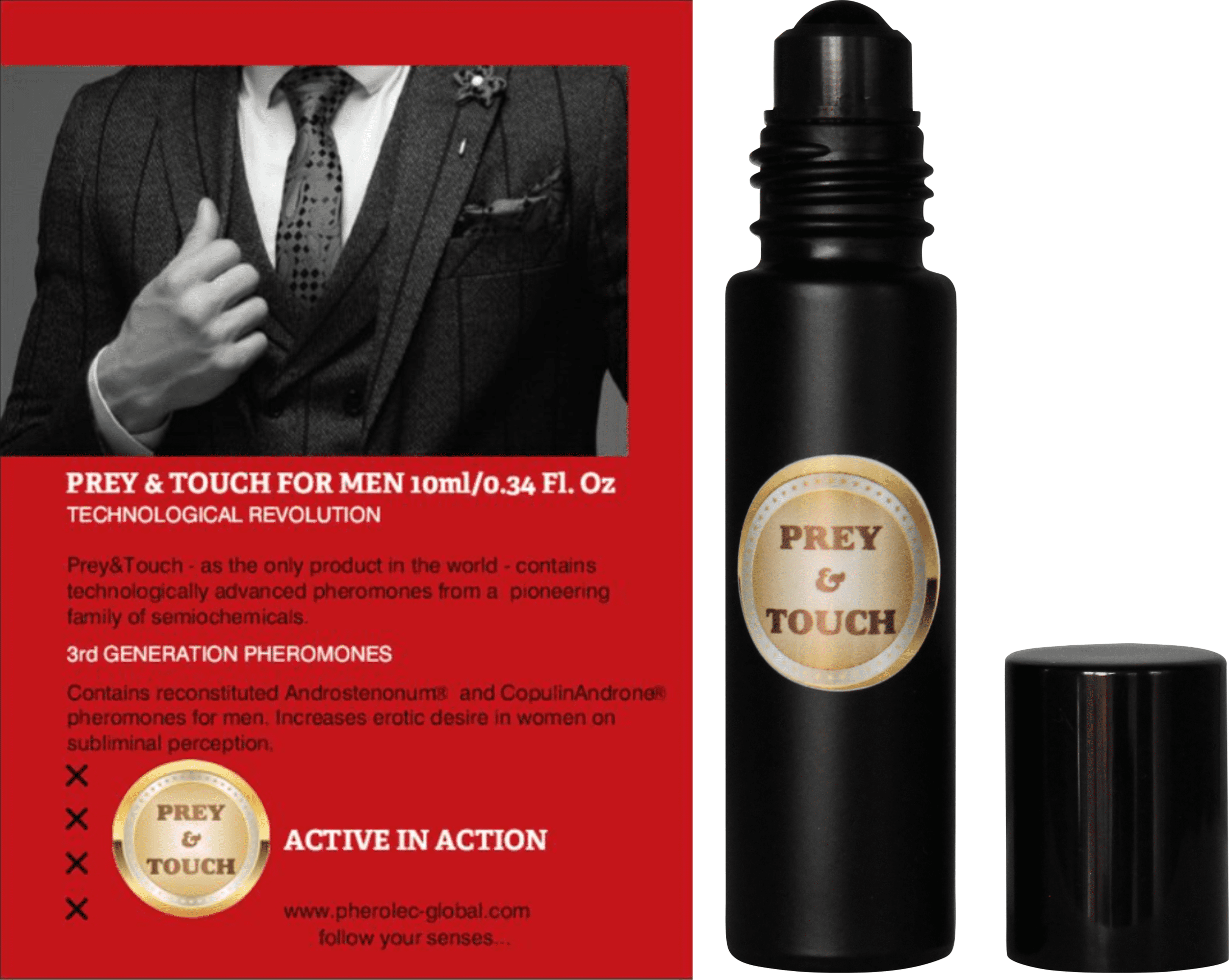 Prey&amp;Touch by Male Pheromone Perfume Oil Long-Lasting Mens Pheromone Cologne to Attract Women Essential Fragrance Essence Extra Strong 0.34 fl. oz Roll-On