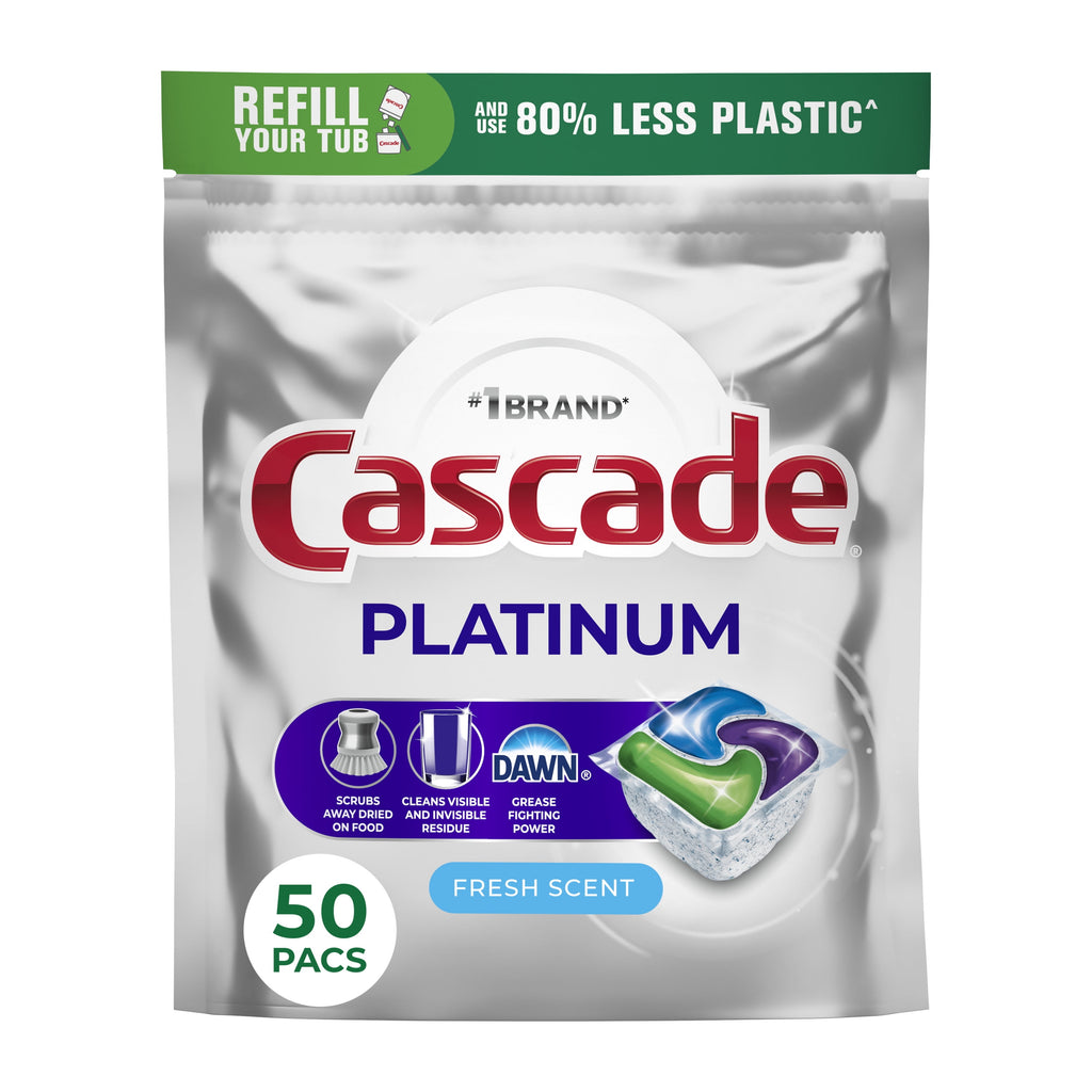 Platinum Dishwasher Pods, Dishwasher Detergent, Dish Detergent Soap, Fresh, 50 Count