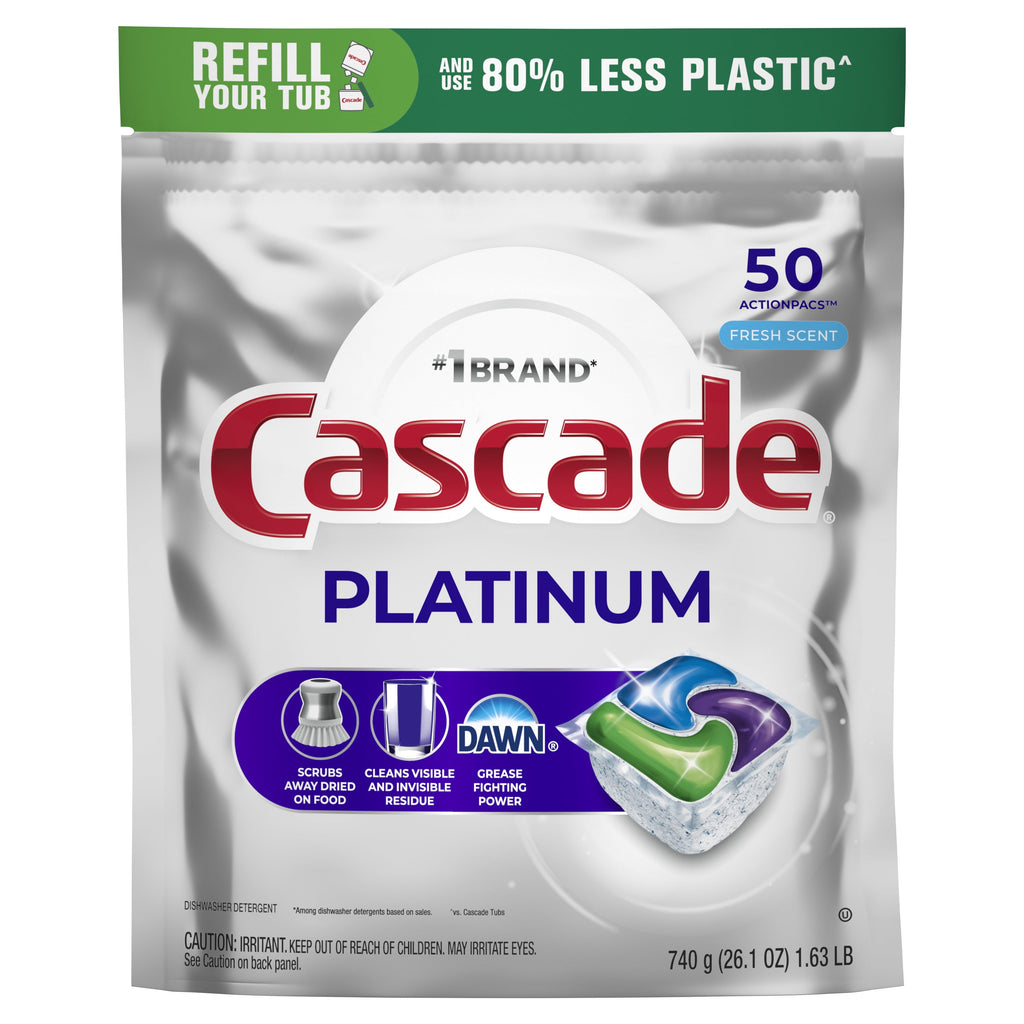 Platinum Dishwasher Pods, Dishwasher Detergent, Dish Detergent Soap, Fresh, 50 Count