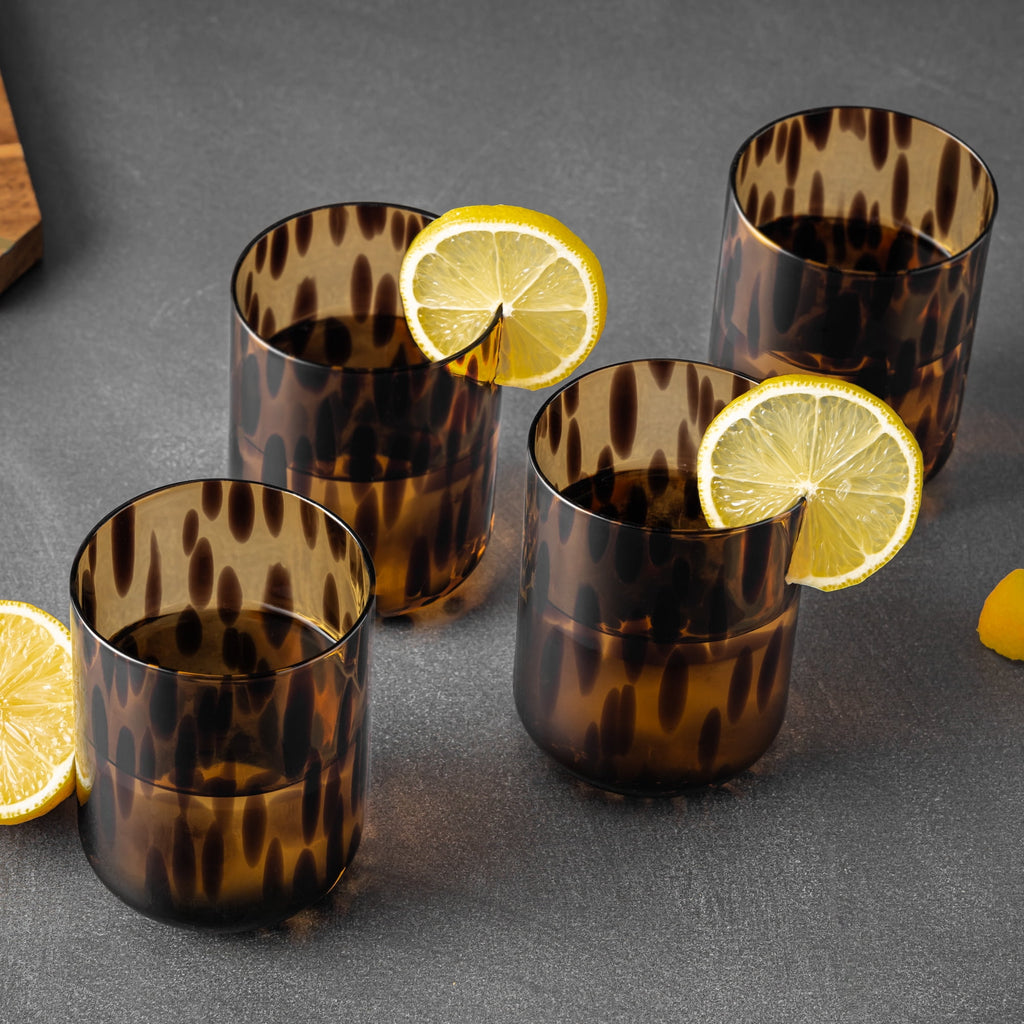 Thyme &amp; Table 12 fl oz Brown Tortoise Drinking Glasses, Set of 4