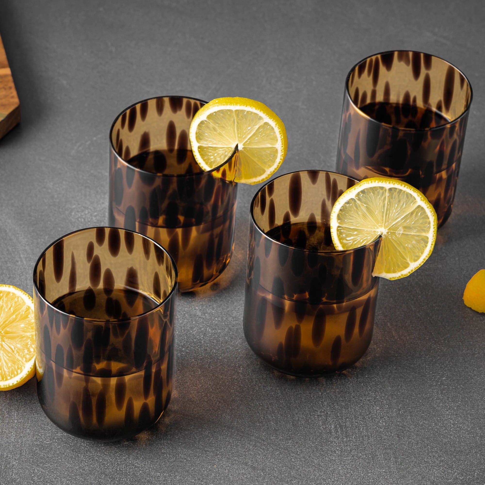 Thyme &amp; Table 12 fl oz Brown Tortoise Drinking Glasses, Set of 4