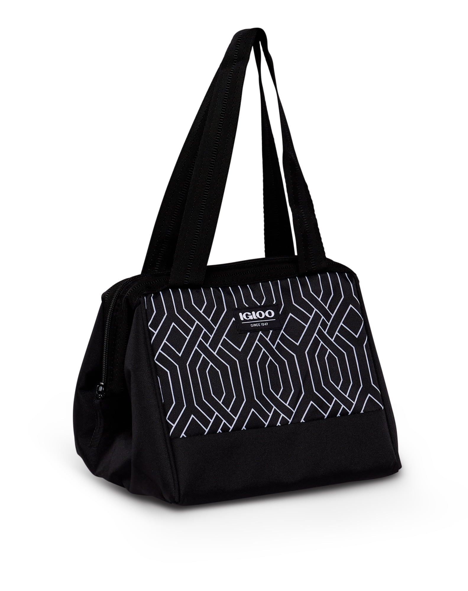 Leftover Polyester Lunch Tote Cooler, 9 Can Capacity, Black and White, Well Suited to Hot or Cold Meals Away from Home
