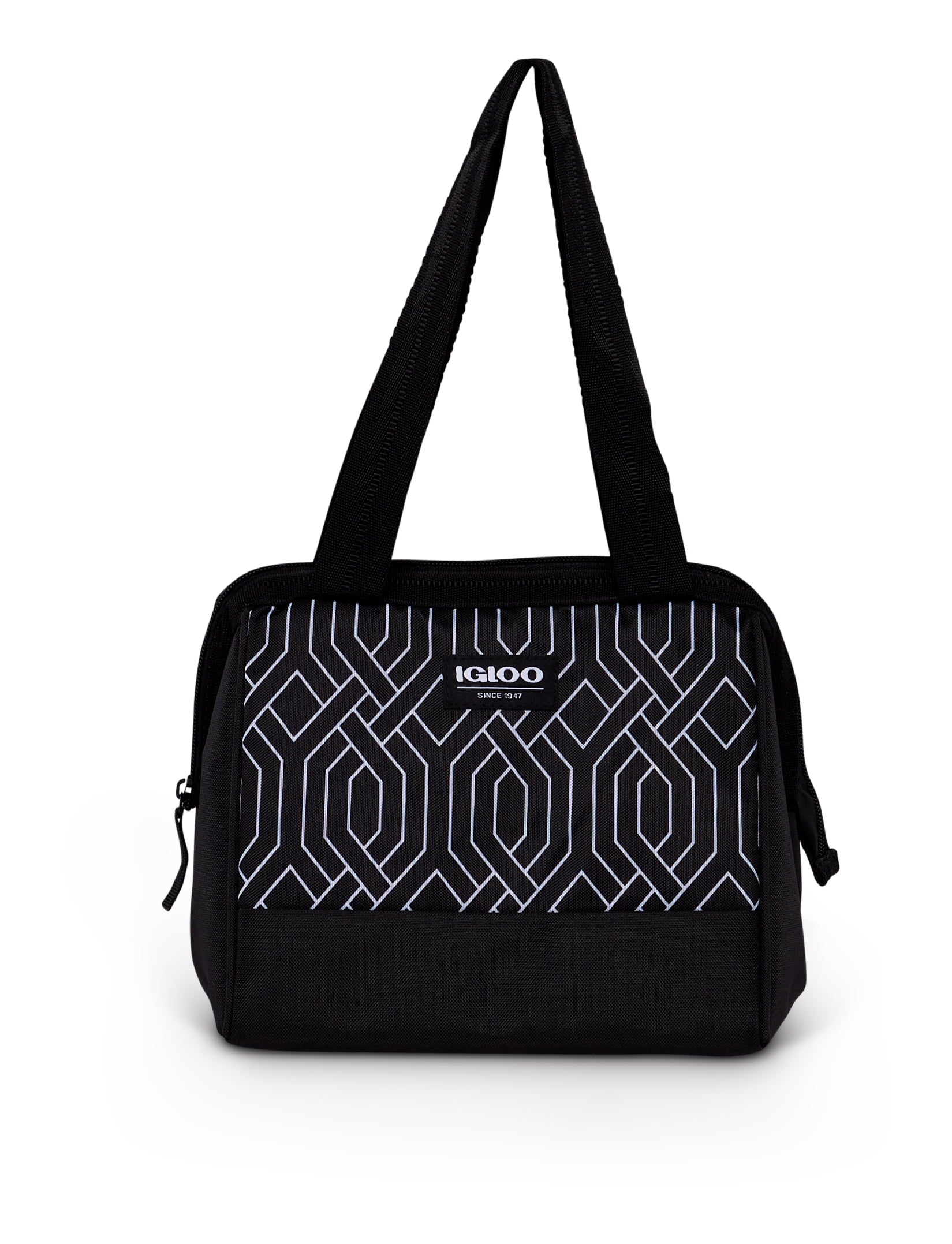 Leftover Polyester Lunch Tote Cooler, 9 Can Capacity, Black and White, Well Suited to Hot or Cold Meals Away from Home