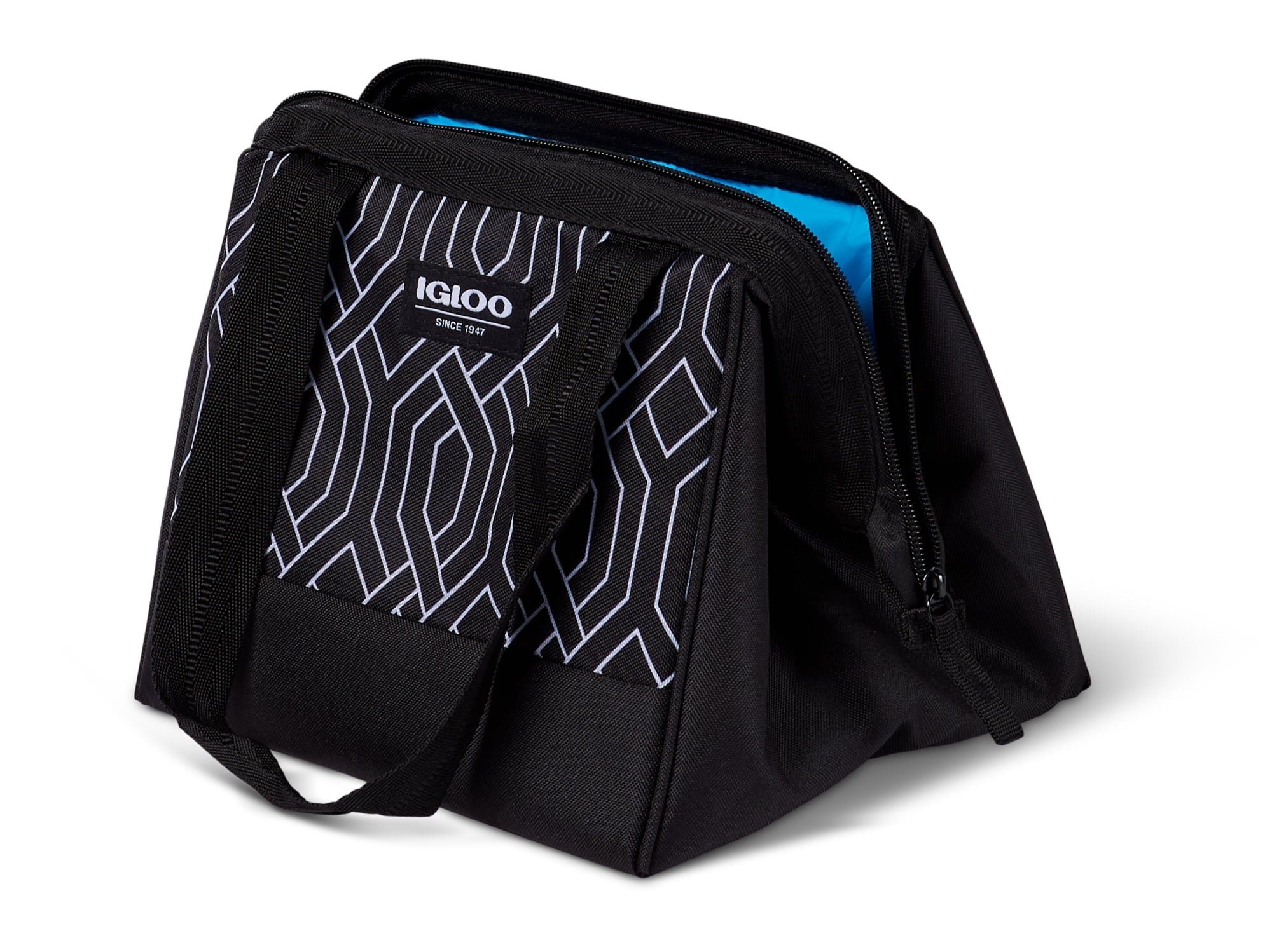 Leftover Polyester Lunch Tote Cooler, 9 Can Capacity, Black and White, Well Suited to Hot or Cold Meals Away from Home